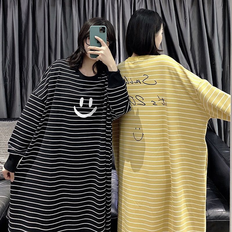 Maternity Wear - Striped Plus Size Pajamas Women Autumn
