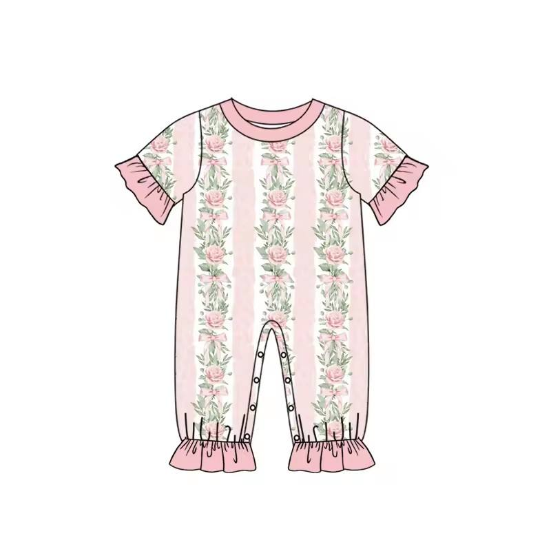 New Born Baby Girl Bow Pattern - Cotton Baby Onesies Zipper 评论和价格