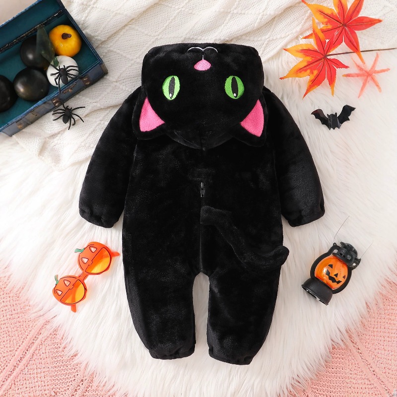 Newborn Baby Black Pink Cat Ro - Cotton Baby Onesies Zipper 评论和价格